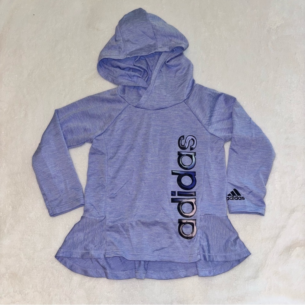 Adidas Blue Hoodie Sweatshirt with Ruffled Hem